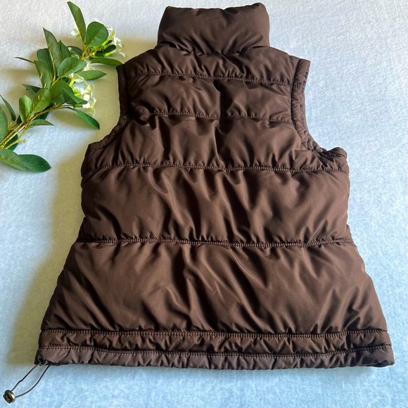 American Eagle Outfitters Cropped Puffer Vest Women's Size Small Brown Full Zip - Picture 8 of 11